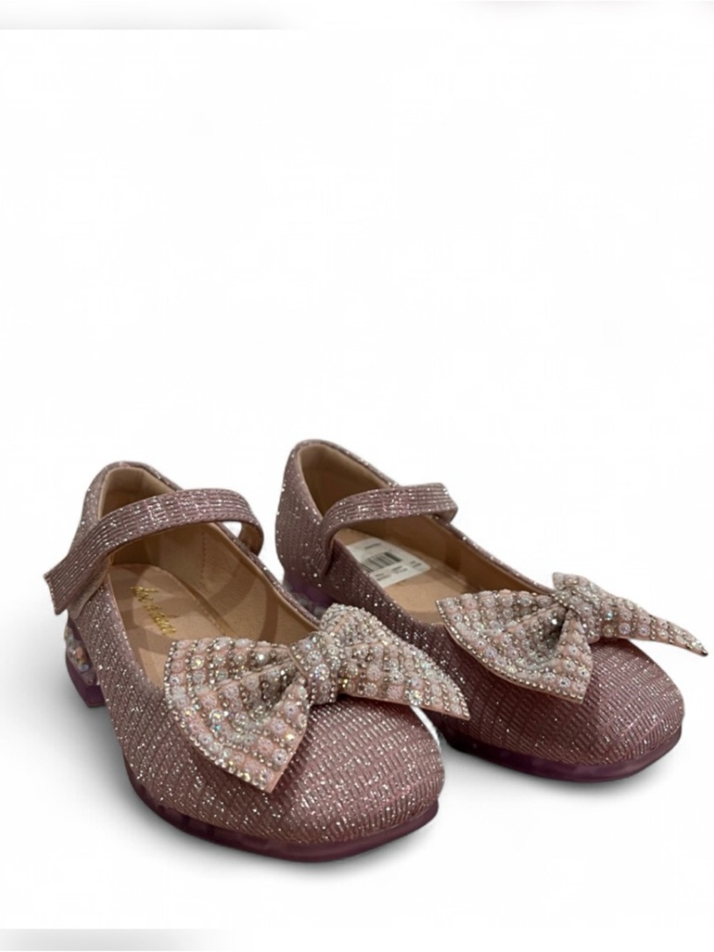 DOE A DEAR - Girls size 13 Glitter Bow Mary Jane Dress Shoes in Rose Pink